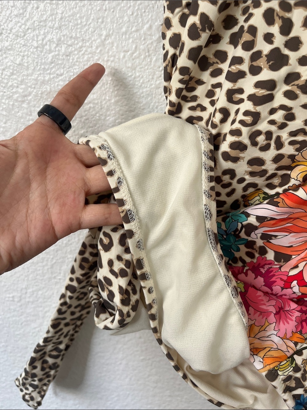 Johnny Was Leopard & Floral Print One Piece Wrap Swimsuit Size XS - Picture 5 of 5